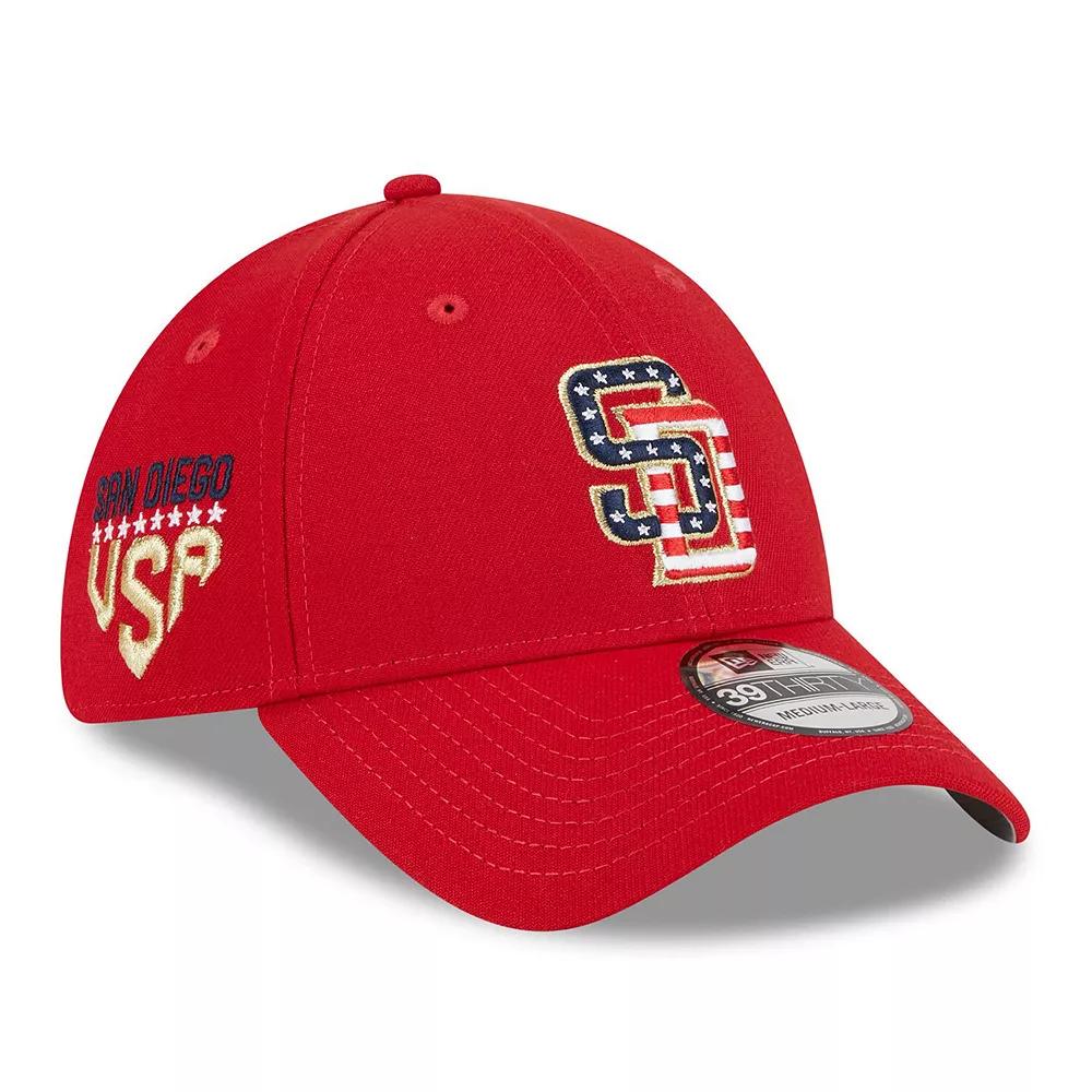 Men's New Era Red San Diego Padres 2023 Fourth of July 39THIRTY Flex Fit Hat,  Product Image
