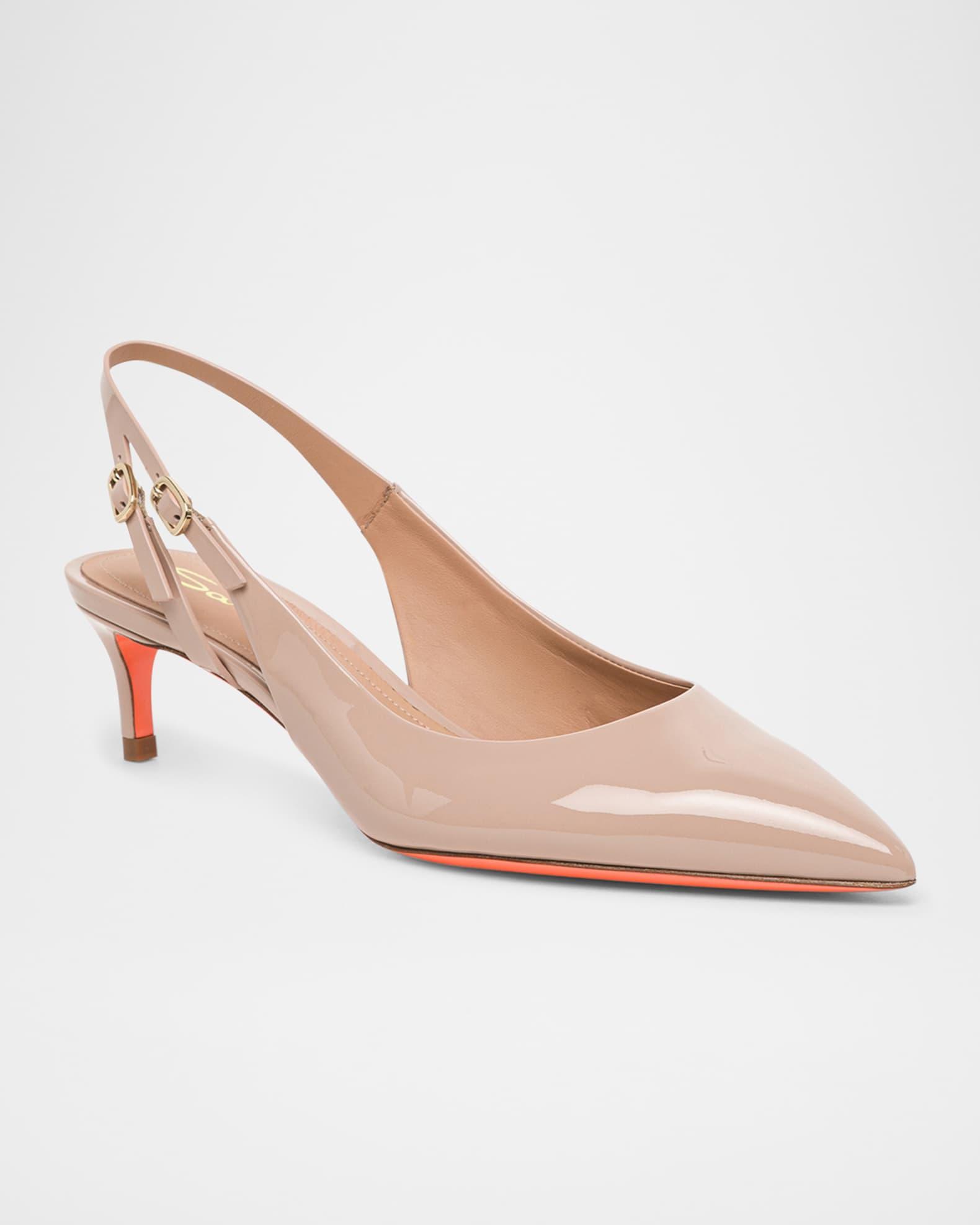 Audrey Patent Kitten Slingback Pumps Product Image