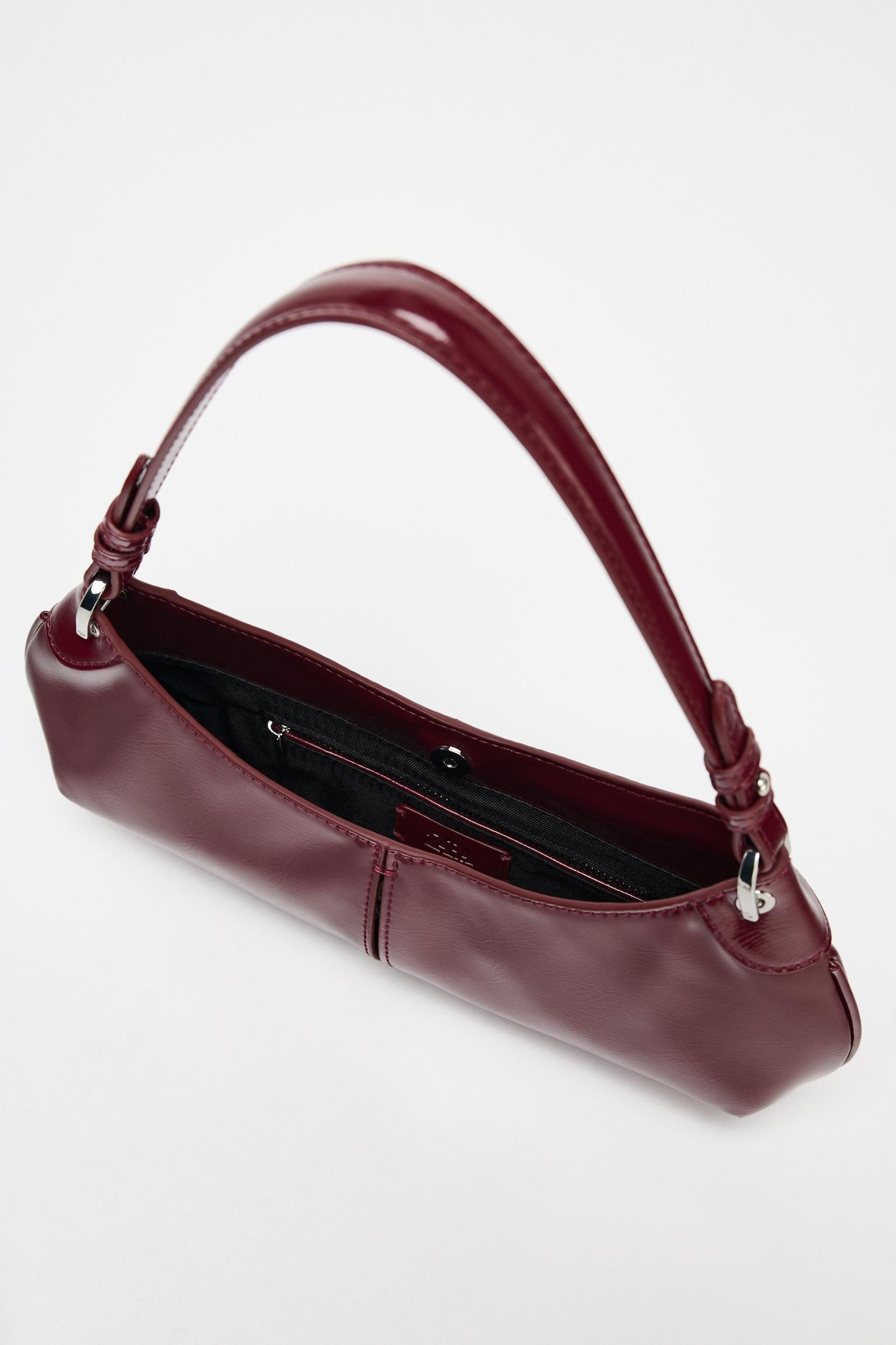 FAUX PATENT LEATHER FINISH SHOULDER BAG Product Image