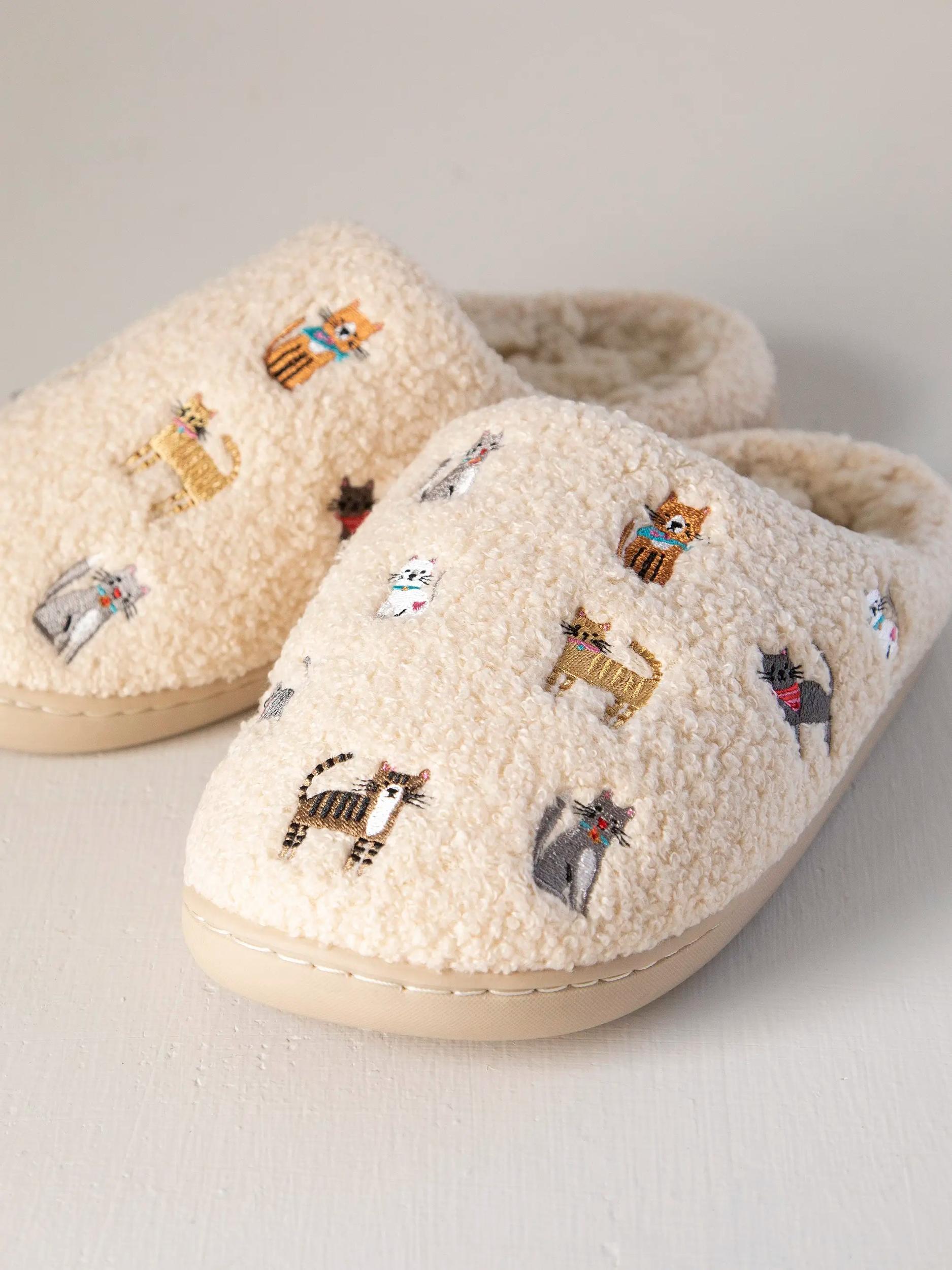Embroidered Sherpa Slippers - Dogs Product Image