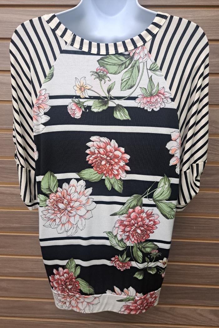 Floral striped top Product Image