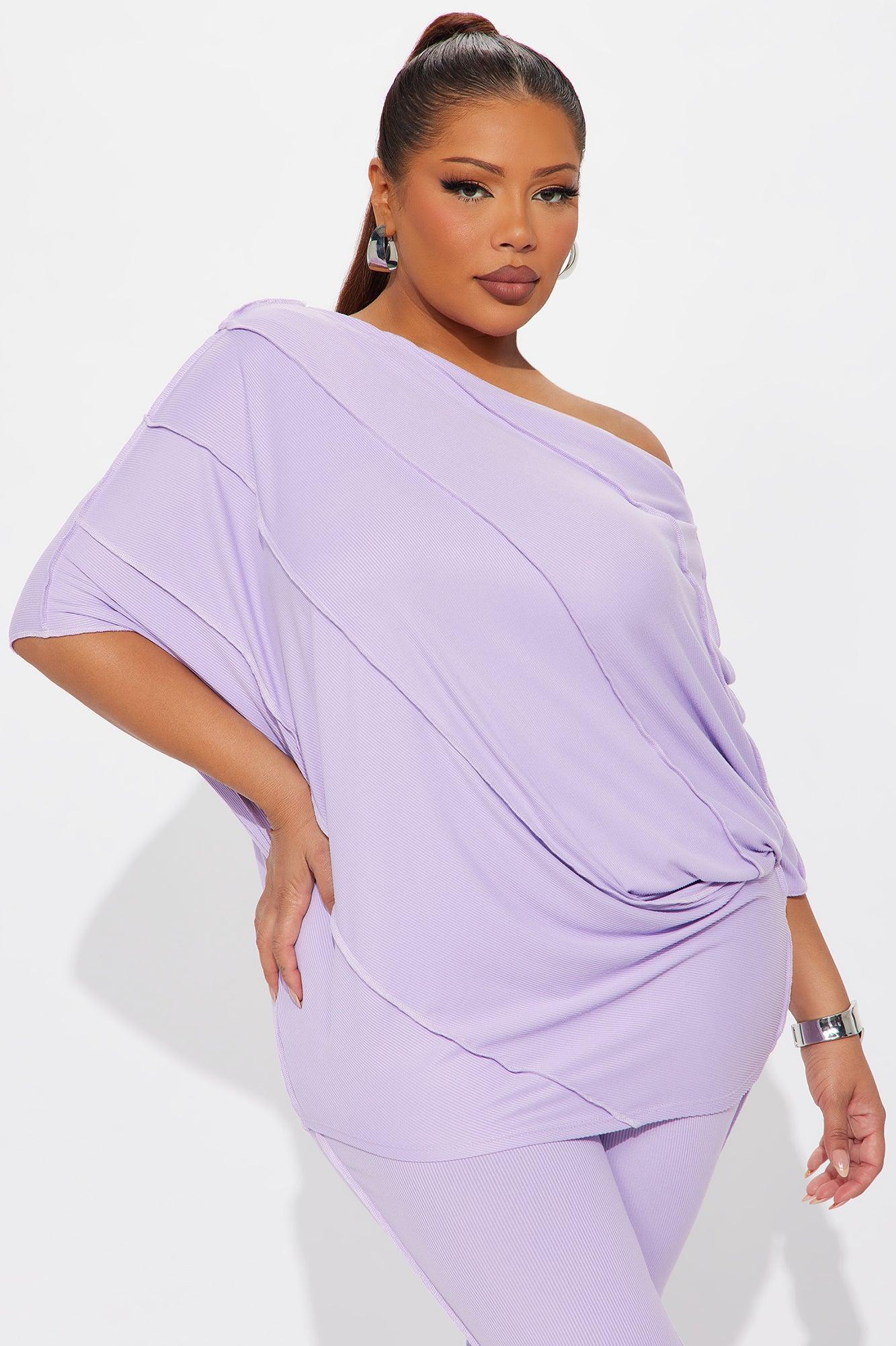 Becca Off Shoulder Ribbed Pant Set - Lavender Female Product Image