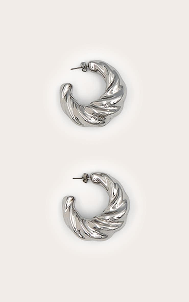 Silver Twist Detail Hoop Earrings Product Image