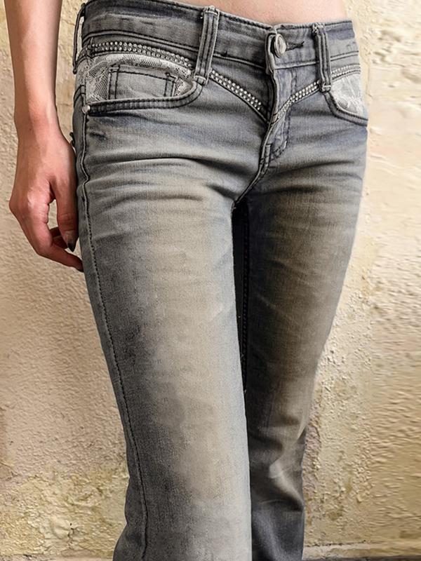 Vintage Niche Lace Flare Jeans Product Image