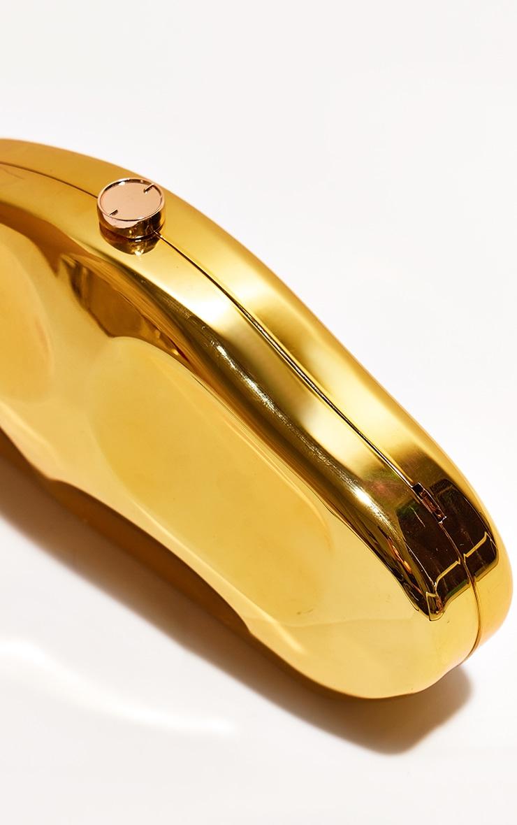 Gold Abstract Oval Hard Clutch Bag Product Image