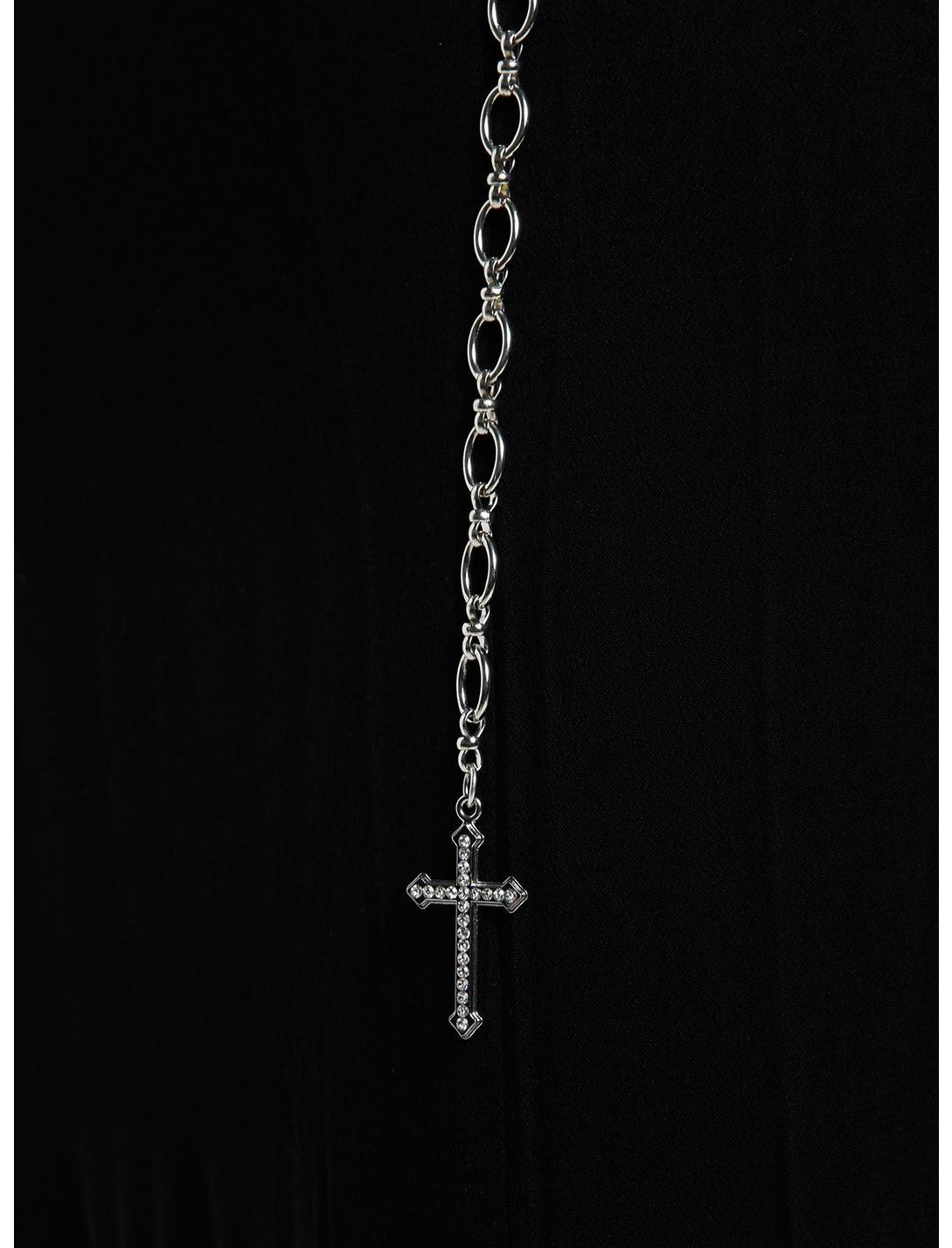 Cosmic Aura Black Double Slit Cross Chain Belt Maxi Dress Product Image