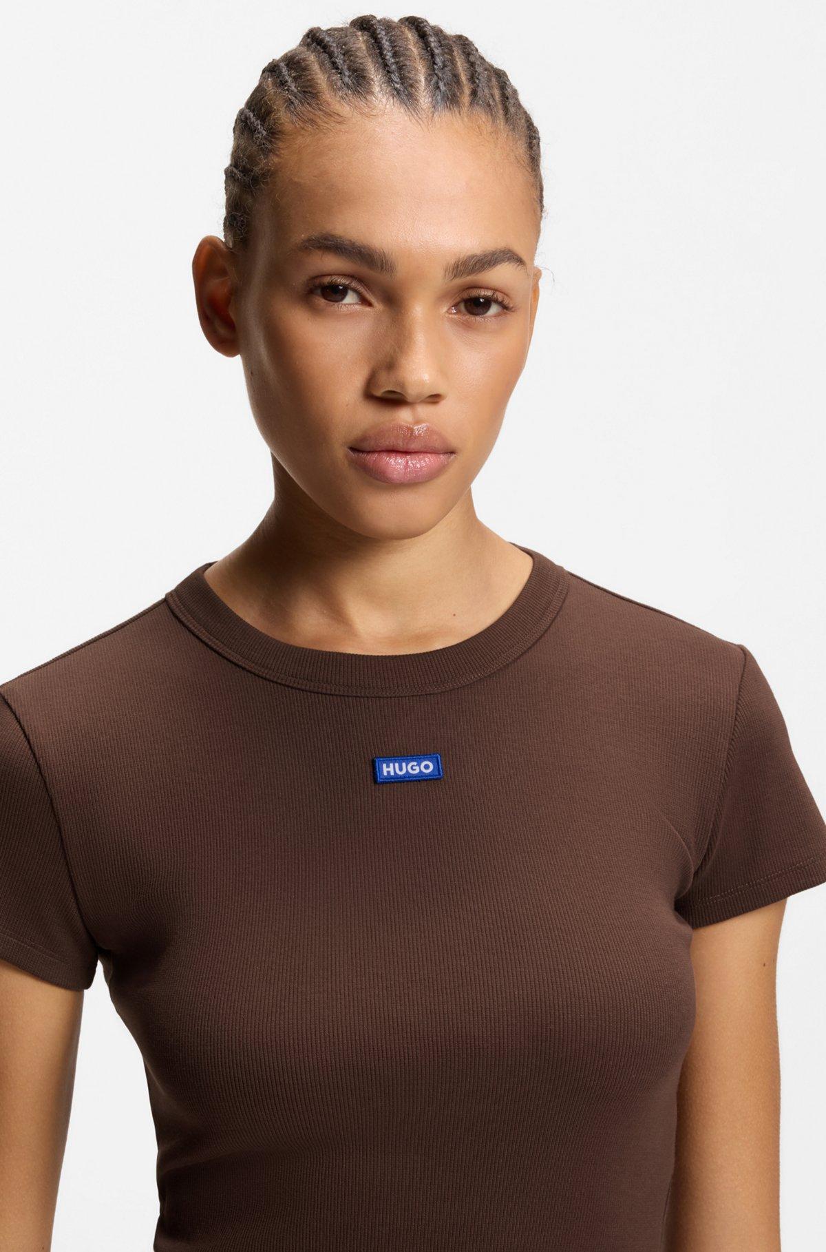 Logo-badge slim-fit T-shirt in stretch cotton Product Image