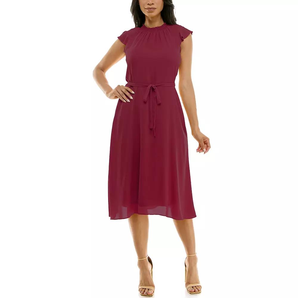 Women's Nina Leonard Mockneck Chiffon Dress,  Product Image