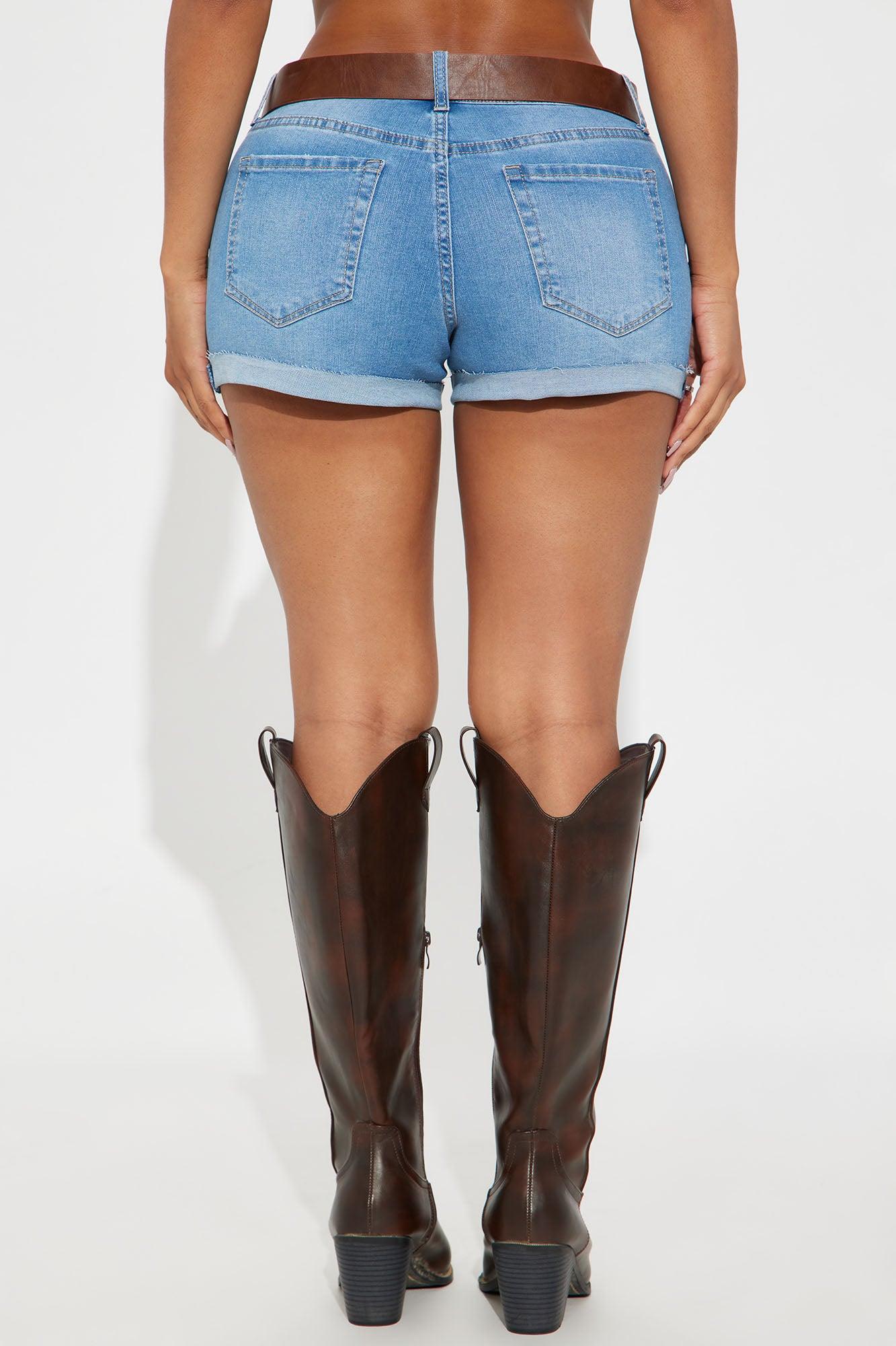 Wanderer Belted Denim Shorts - Medium Wash Female Product Image