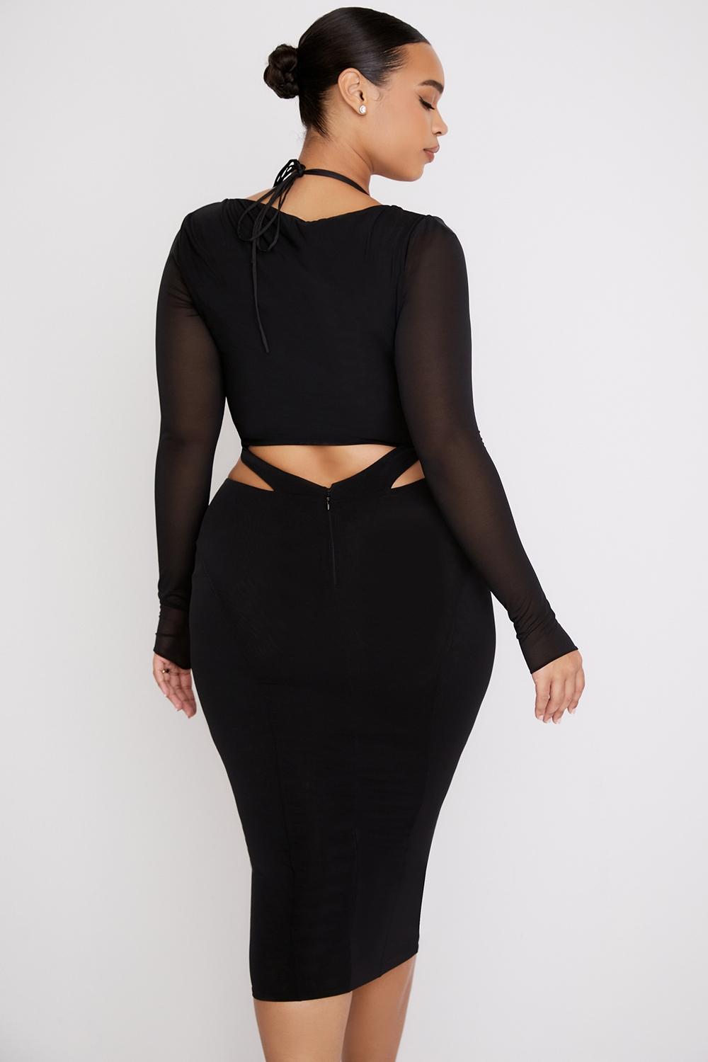 Marina  black cutout midi dress Product Image