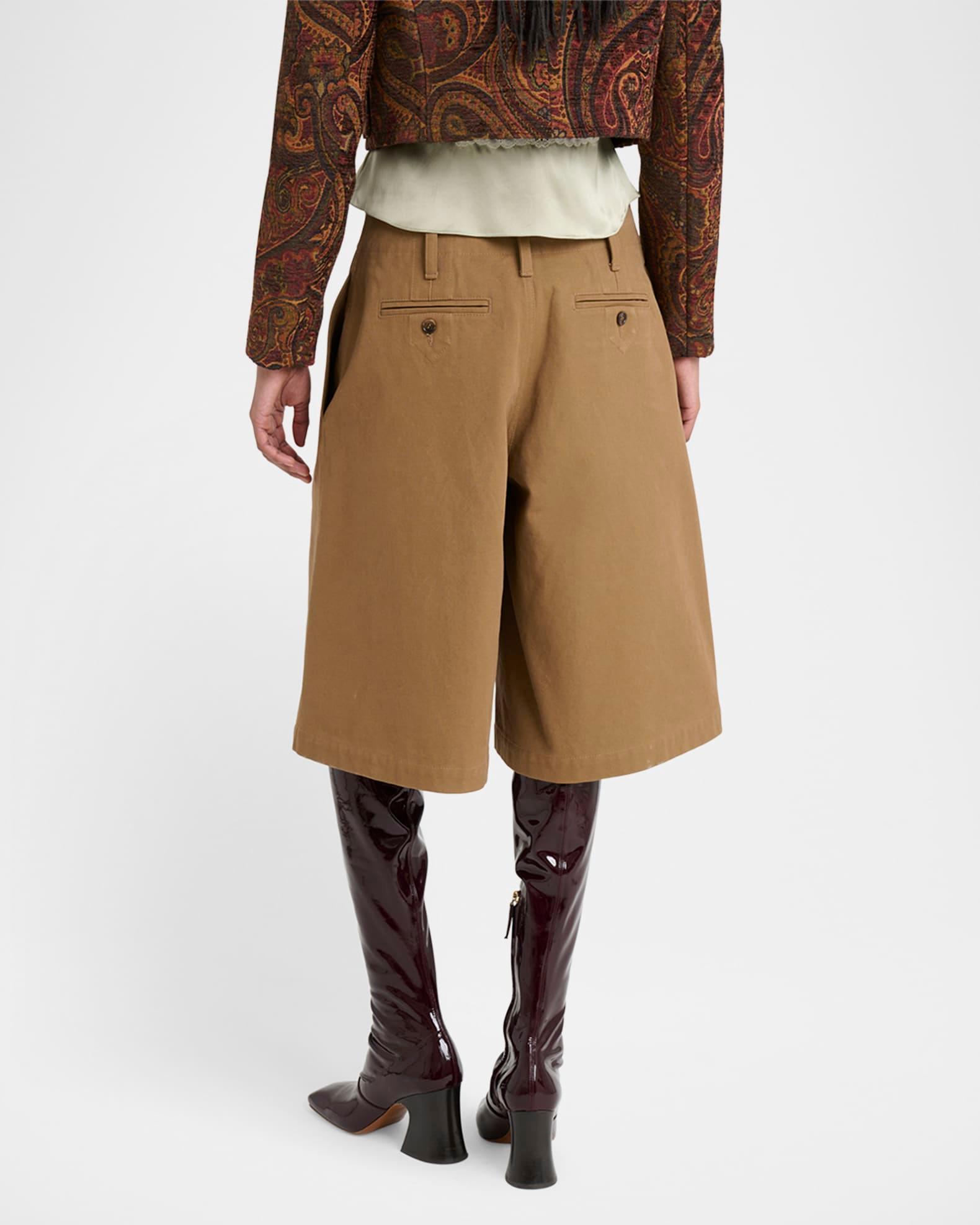 Pleated Wide-Leg Cotton Culottes Product Image