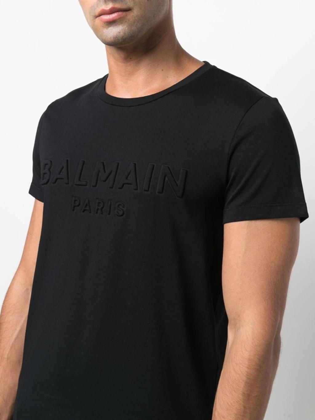BALMAIN Logo-embossed Cotton T-shirt In Black Product Image