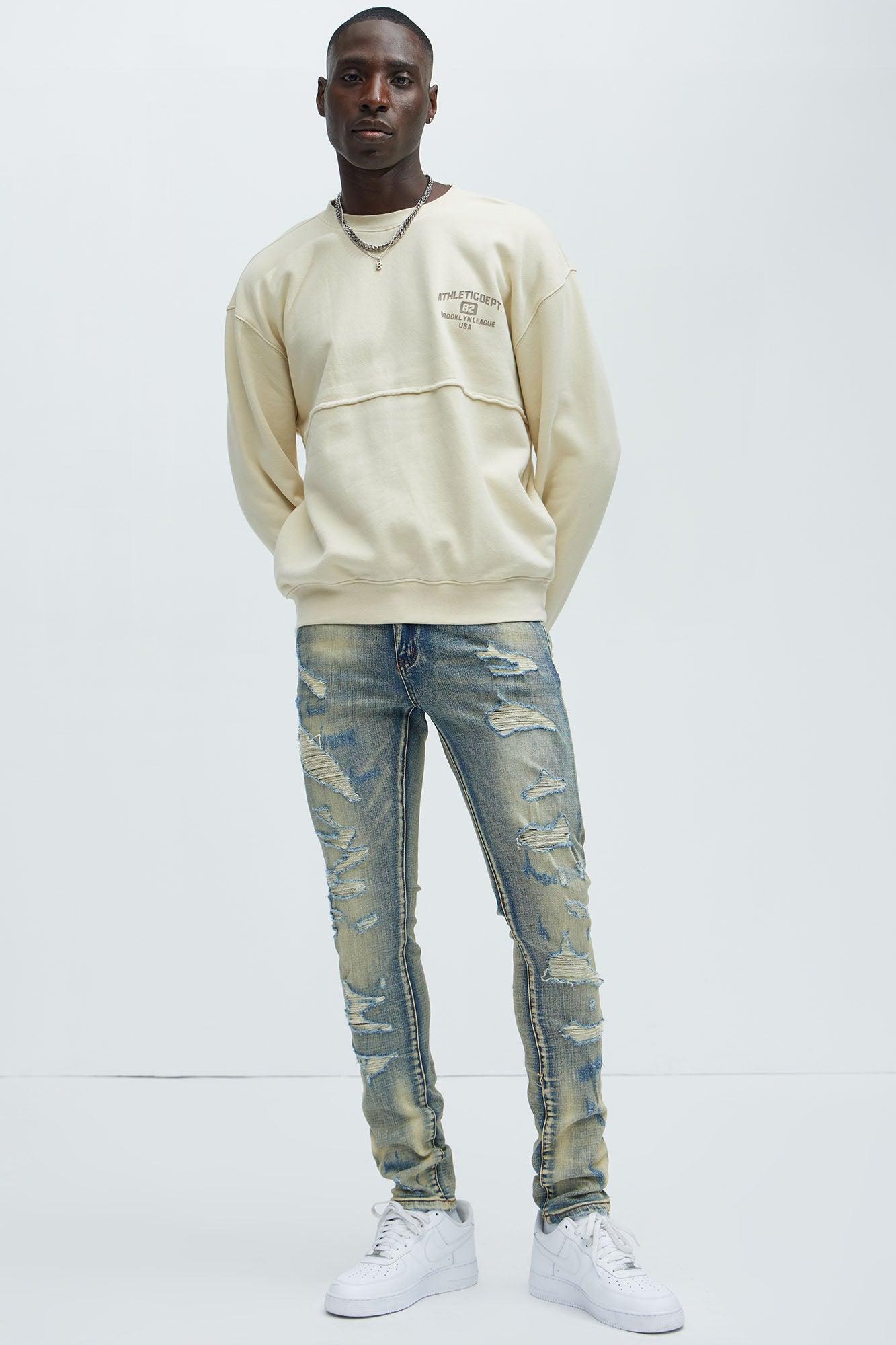 Don't Distressed Skinny Jeans - Vintage Blue Wash Product Image