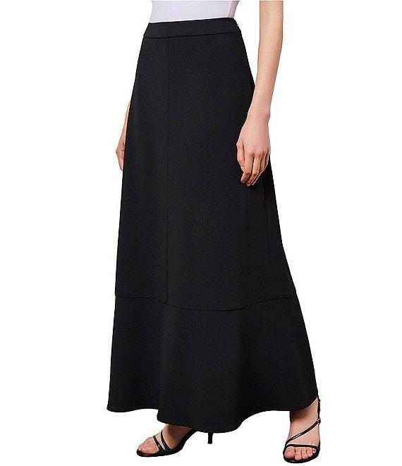 Ming Wang Deco Crepe A-Line Side Zip Maxi Skirt Product Image