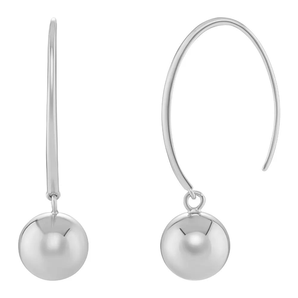 PRIMROSE Fine Silver Plated Ball Nickel Free Threader Drop Earrings, Womens, Silver Tone Product Image