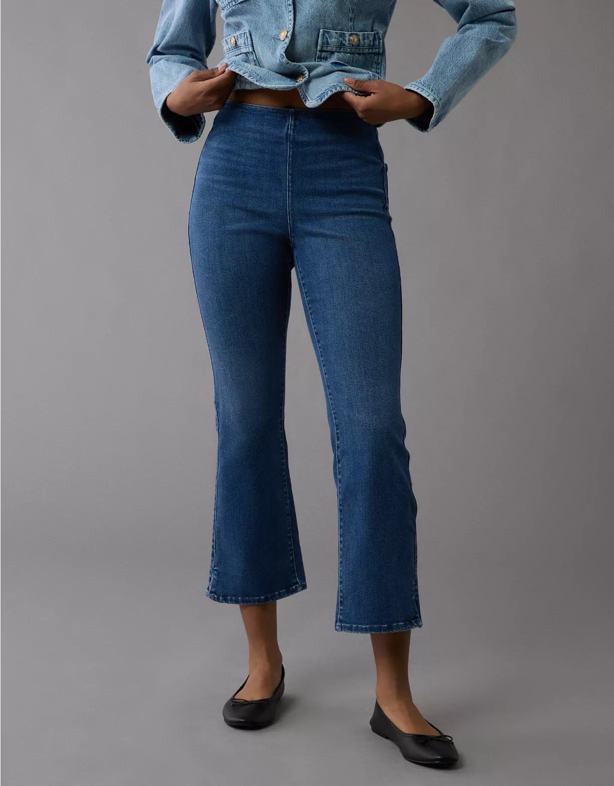 AE Luxe Pull-On High-Waisted Kick Bootcut Crop Jean Product Image