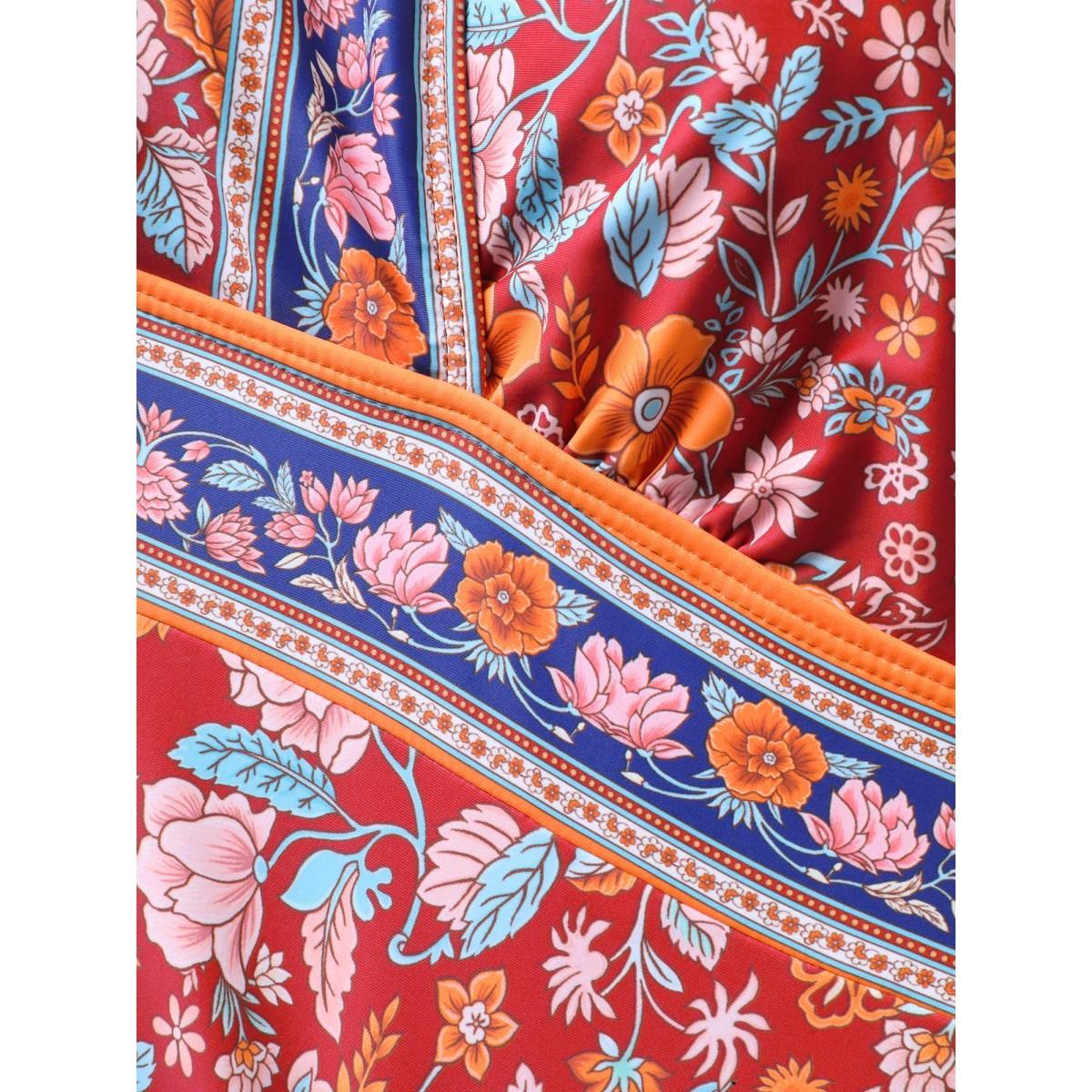 Plus Size Floral Print Ruched One-Piece Swimsuit Women's Swimwear Scarlet Resort Gathered Curve Bathing Suits High stretch One Pieces BloomChic 22-24/3X Product Image