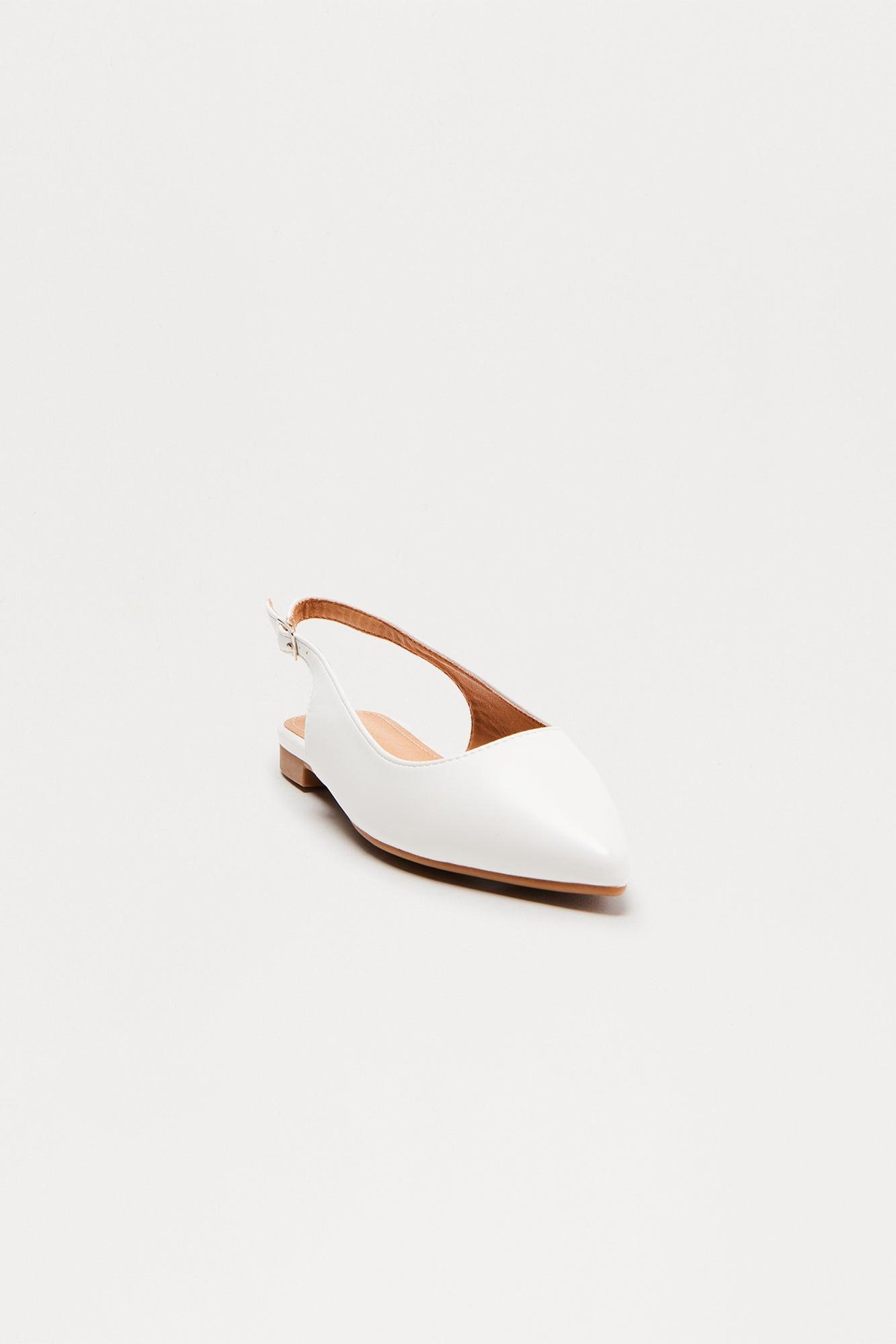 Roslyn Slingback Flats - White Product Image