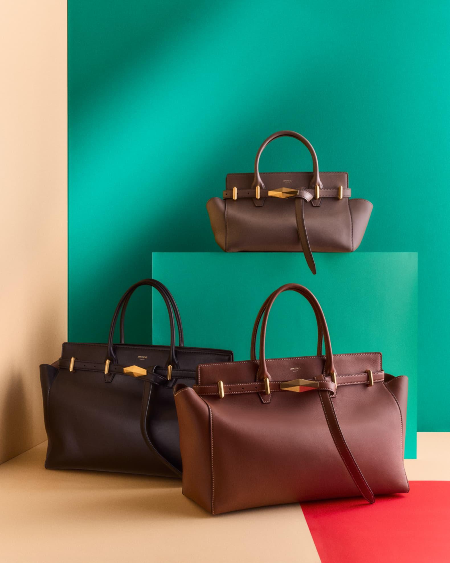 Small Diamond Belted Leather Top-Handle Bag Product Image