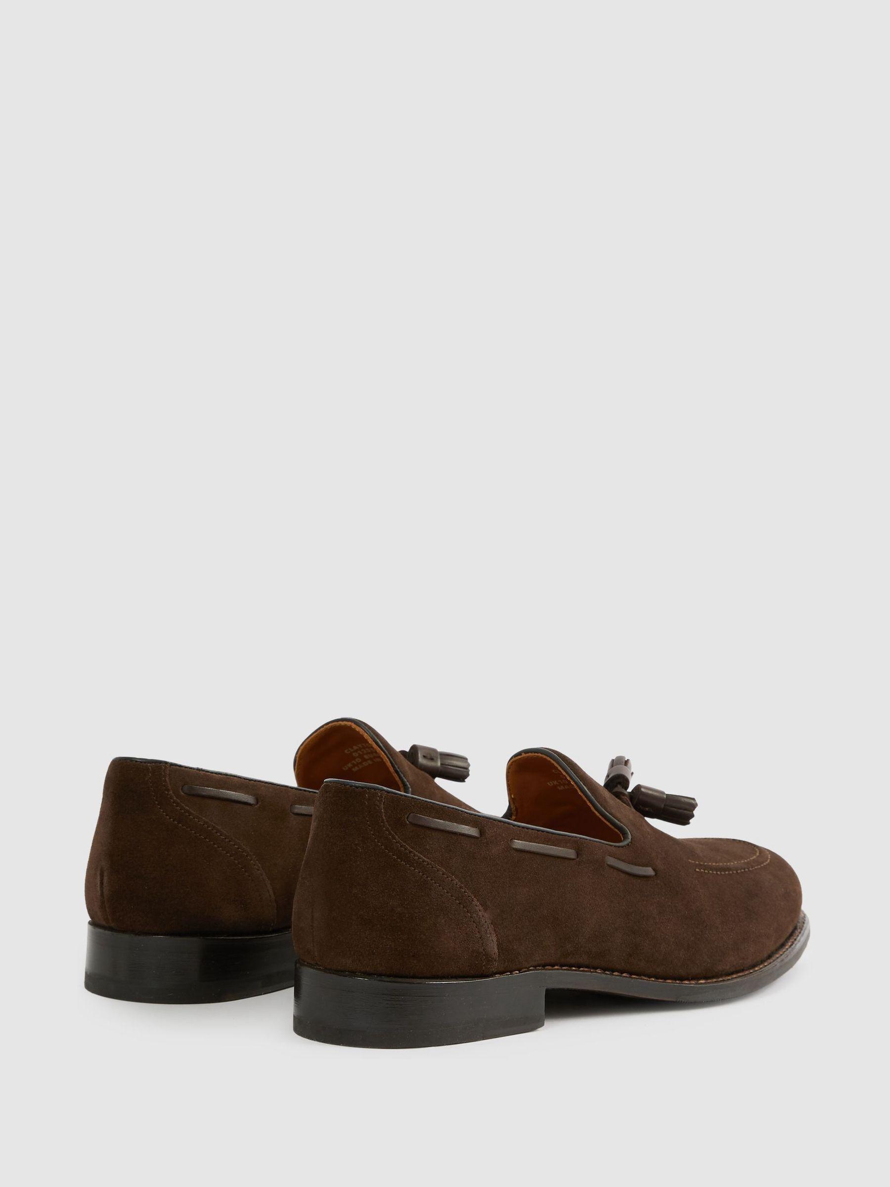 Tasselled Suede Loafers in Dark Brown Product Image