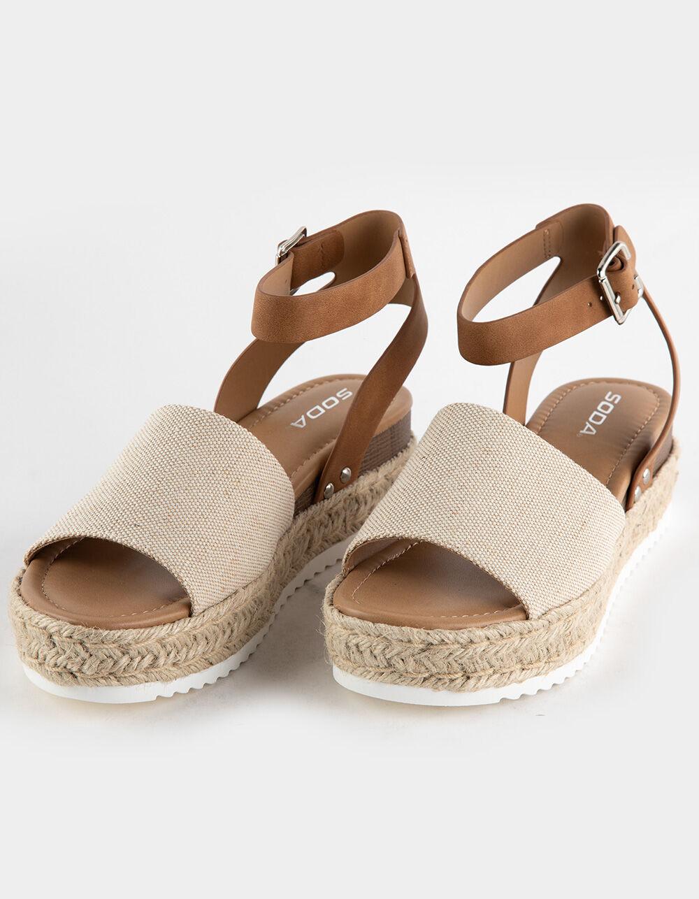 SODA Topic Beige Womens Espadrille Flatform Sandals - BEIGE Product Image