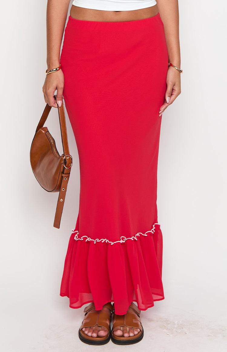 Wiatt Red Maxi Skirt Product Image