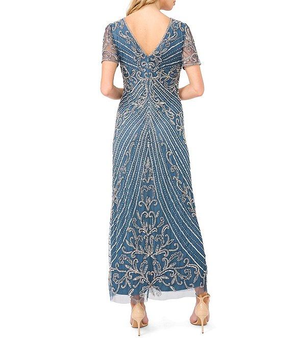 Pisarro Nights Petite Size Short Sleeve Beaded Gown Product Image