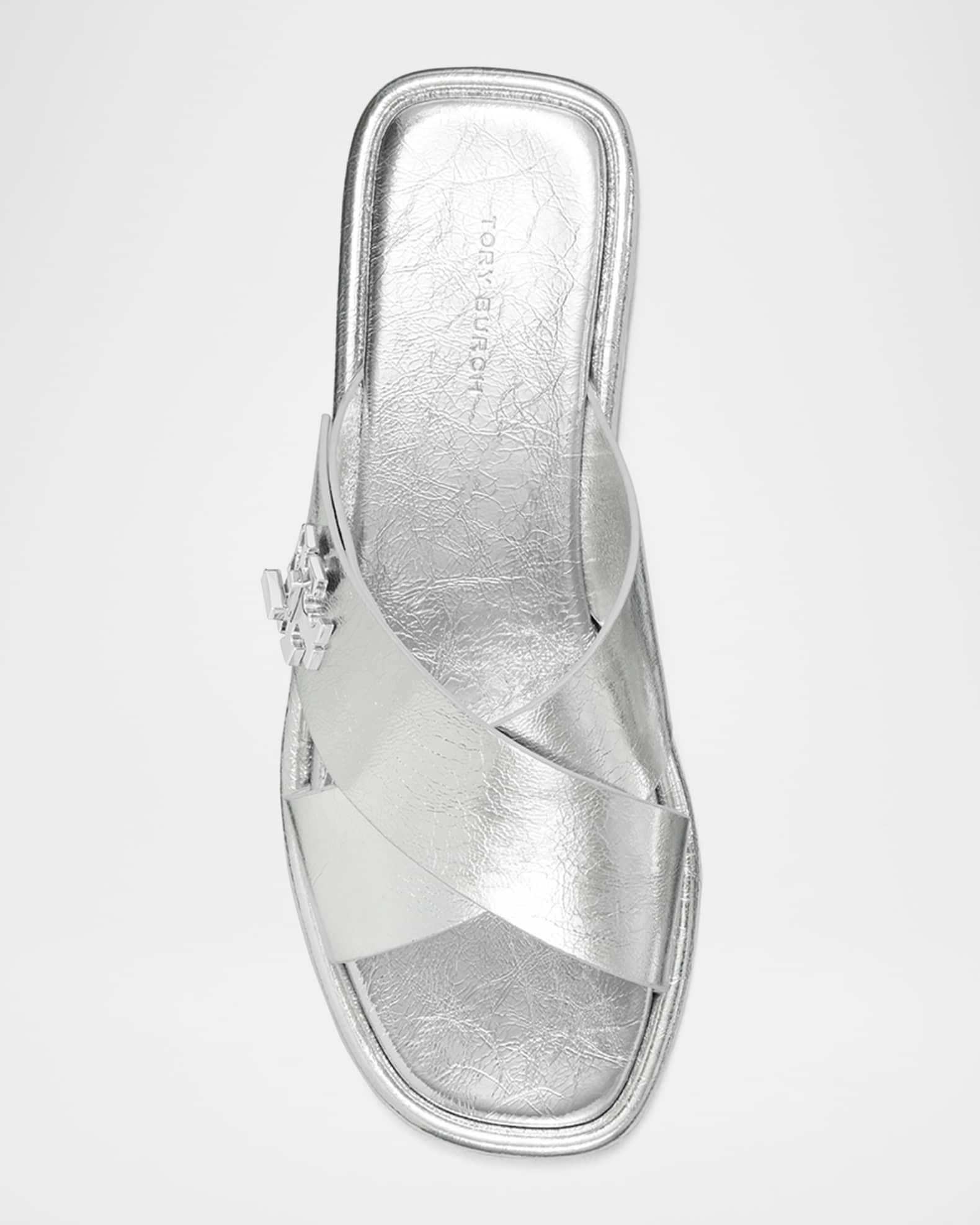 Crisscross Metallic Medallion Slide Sandals Product Image