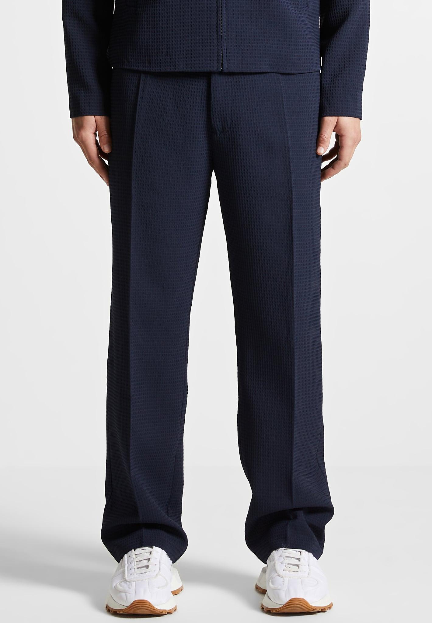 Relaxed Fit Pinstripe Tailored Trousers - Navy Male Product Image