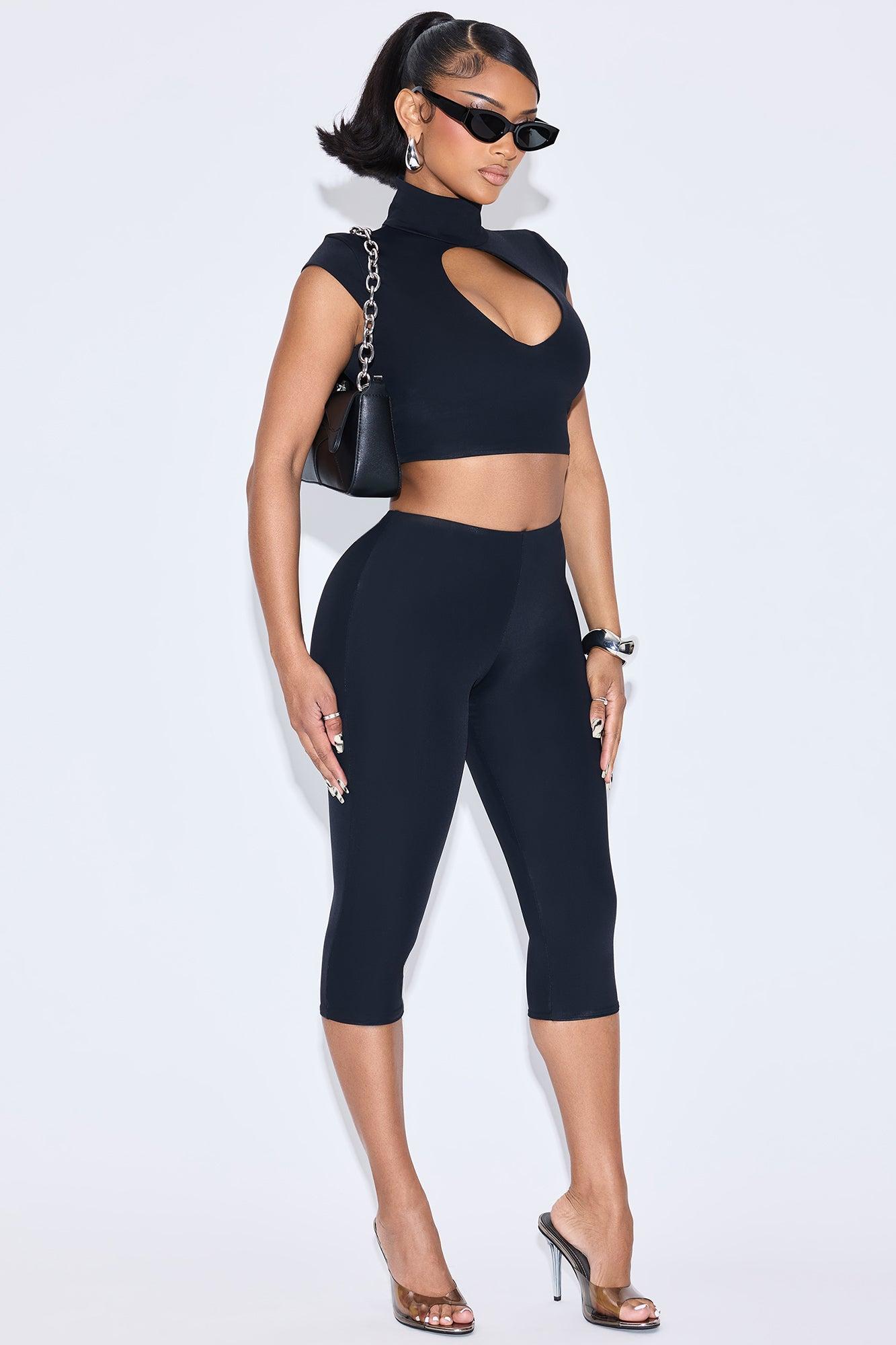 Jayla Double Lined Capri Pant Set - Chocolate Female Product Image