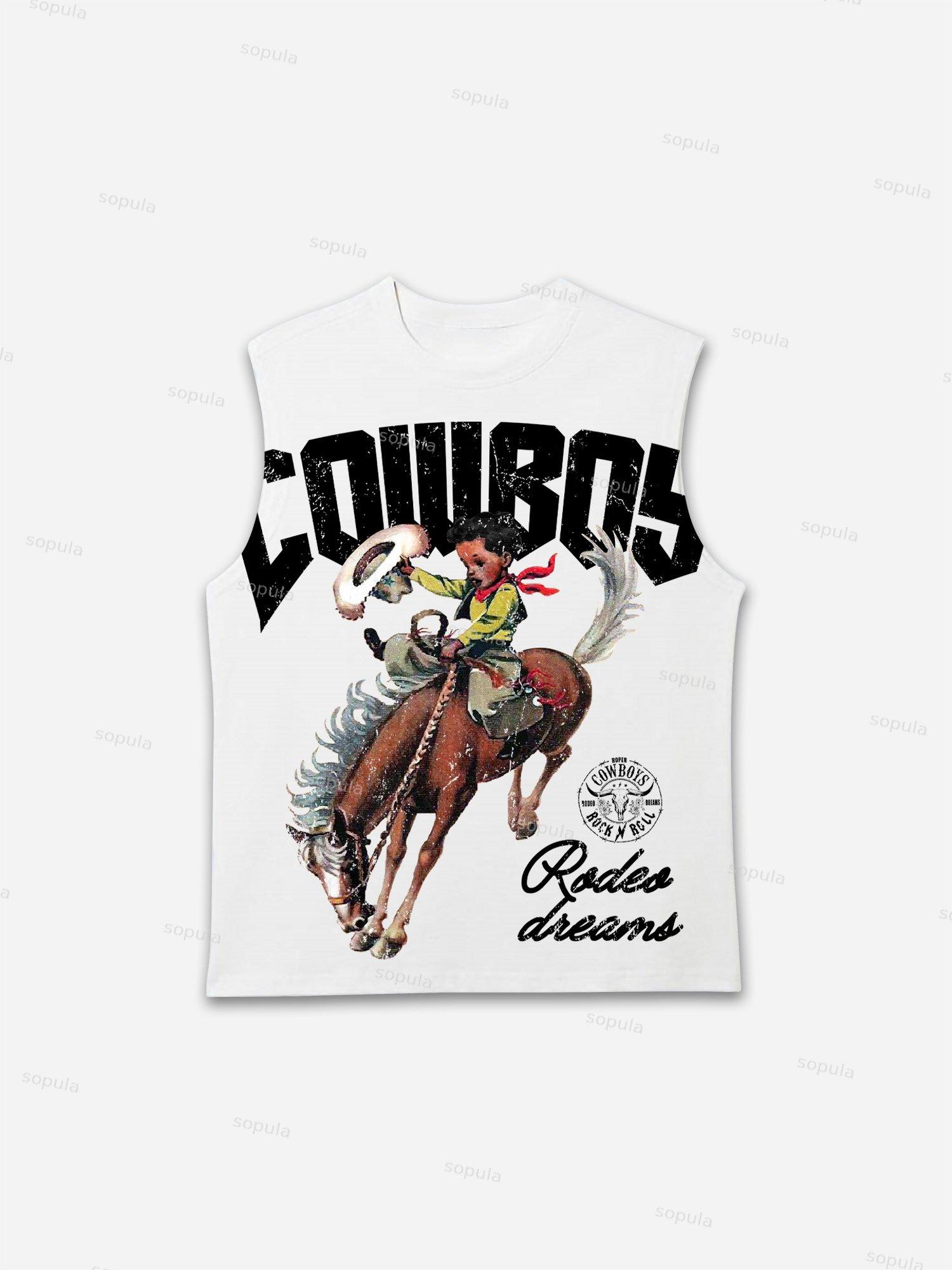 Cowboy Rodeo Dreams Print Tank Top Product Image
