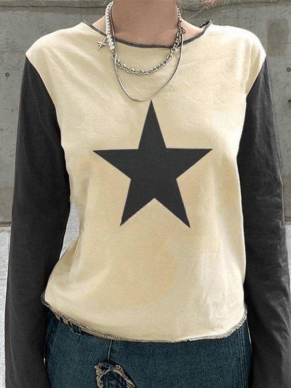 Vintage Star Print Raglan Sleeve Tee Product Image