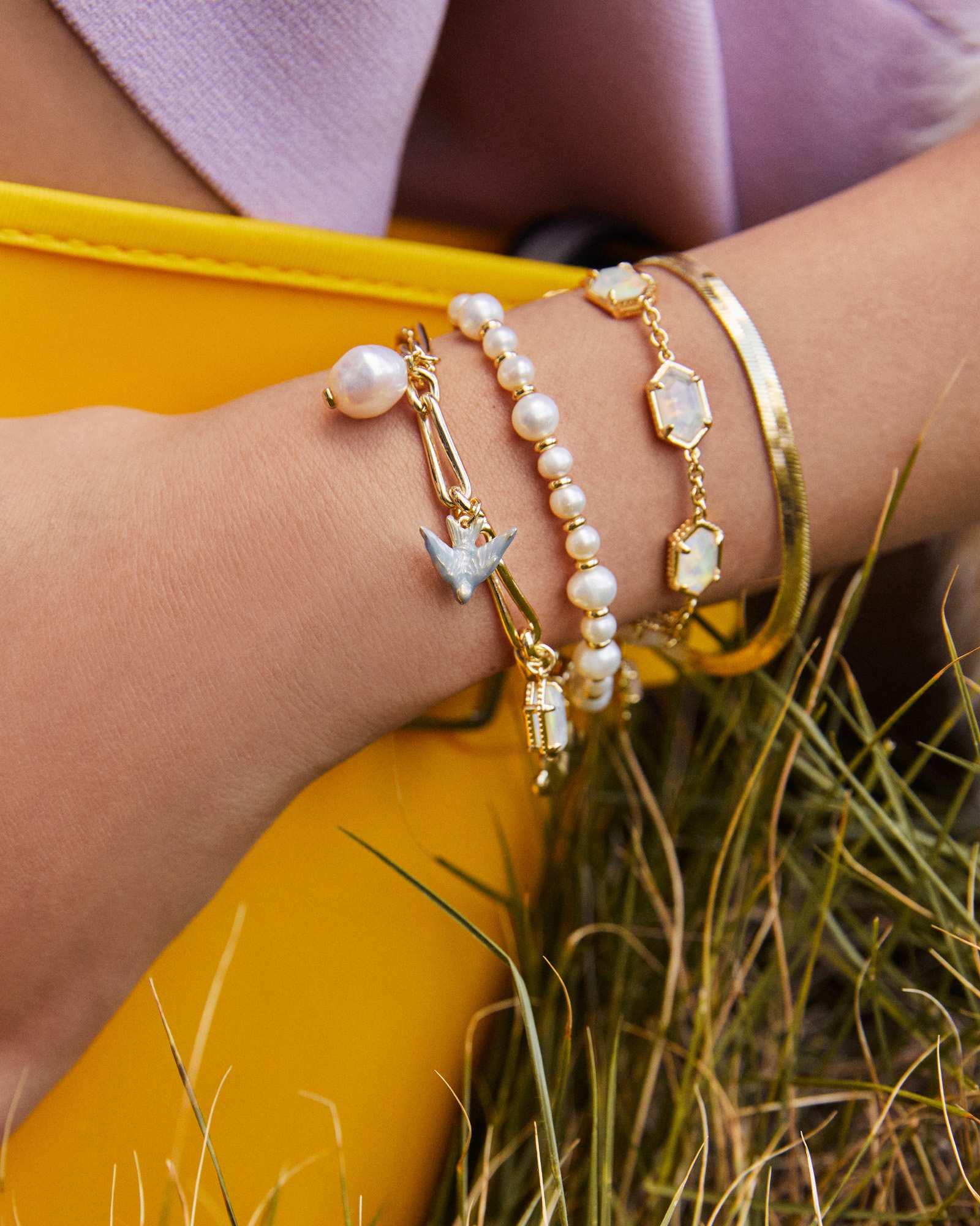 Melody Gold Charm Bracelet in Freshwater Cultured Pearl Product Image