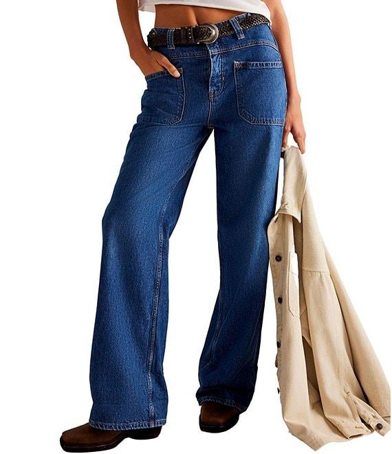 Free People Palmer Mid Rise Relaxed Button Waist Cuffed Jeans Product Image