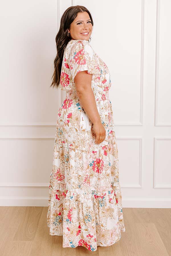 Polished Perfection Floral Maxi Dress in White Curves Product Image