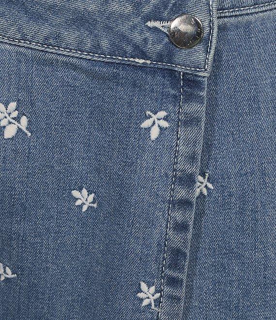 Chelsea & Violet Coordinating Callah Floral Embordered Denim Mini Skirt Product Image