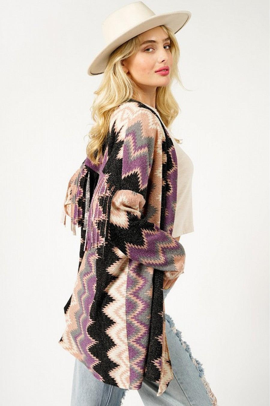 Charmaine Fringe Detail Multicolor Cardigan Product Image
