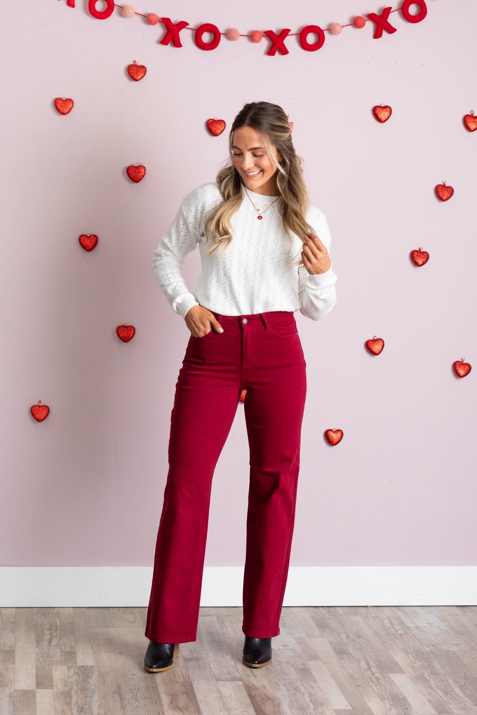 Judy Blue Scarlet Dyed Heart Back Pockets Jean Product Image