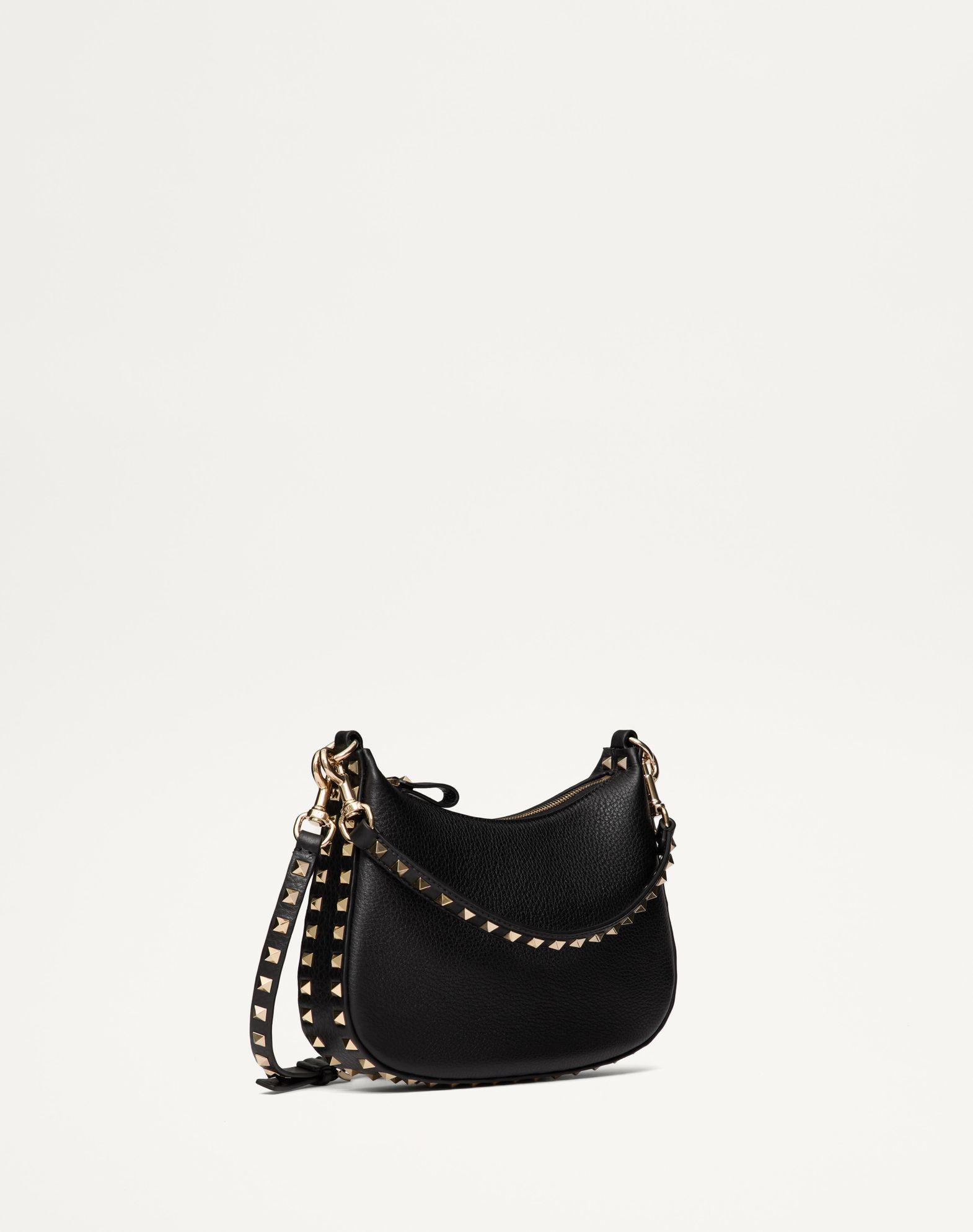 Small Rockstud Hobo Bag In Grainy Calfskin Product Image