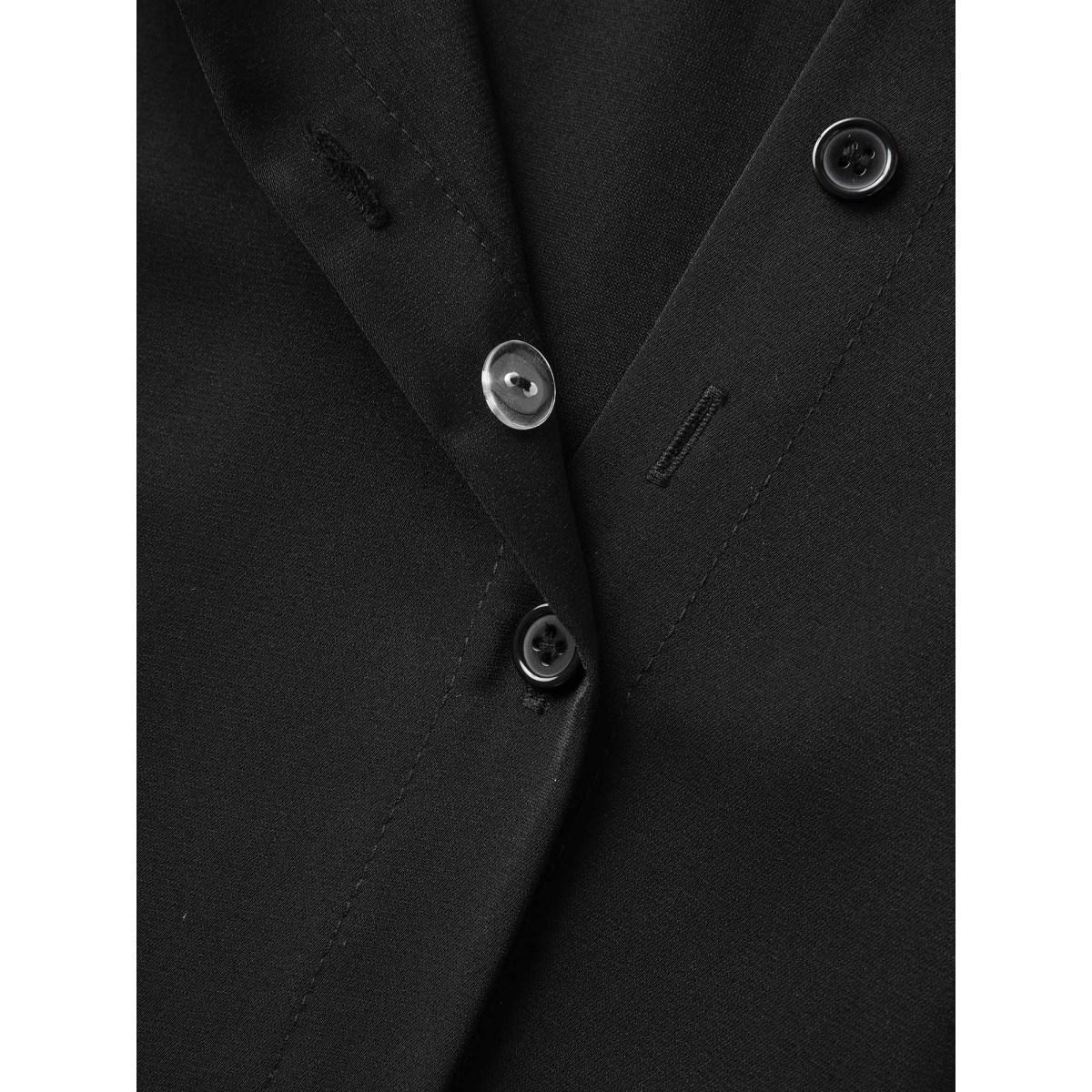 Plus Size Black Solid Drawstring Waist Blouse Women Cap Sleeve Shirt collar Work Blouses BloomChic 30/6X Product Image