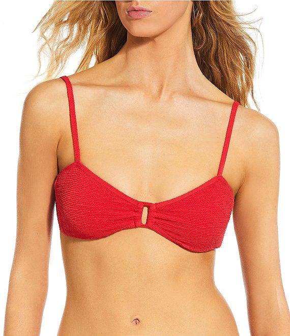 GB Scrunchie Textured Rectangle Ring High Leg Hipster Swim Bottom Product Image