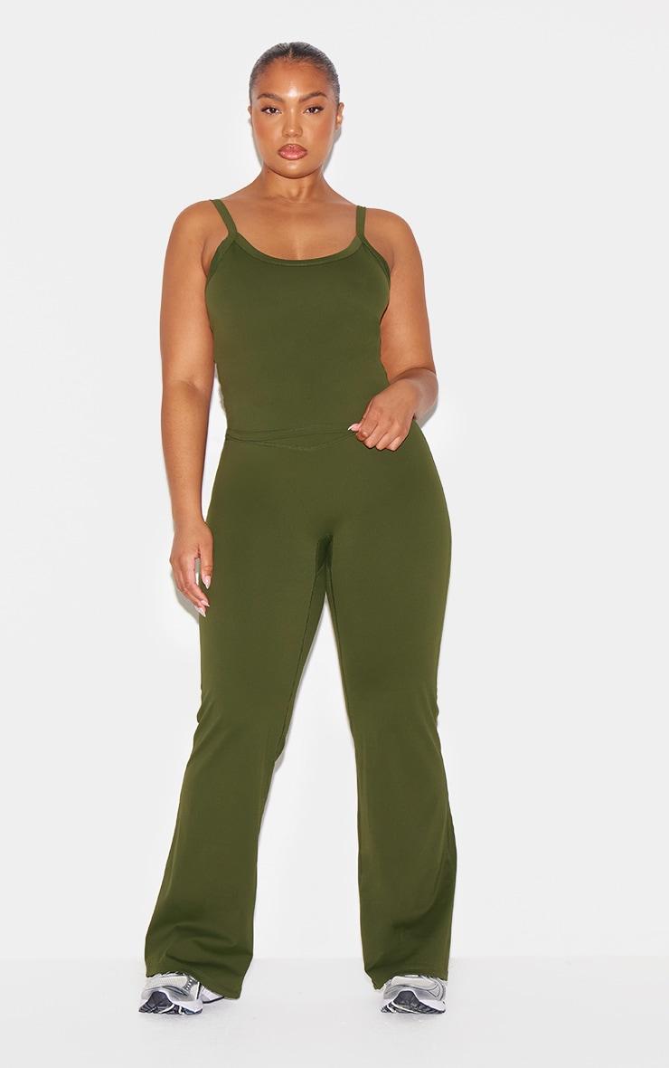 Khaki Sculpt Wrap Waist Yoga Pants Product Image
