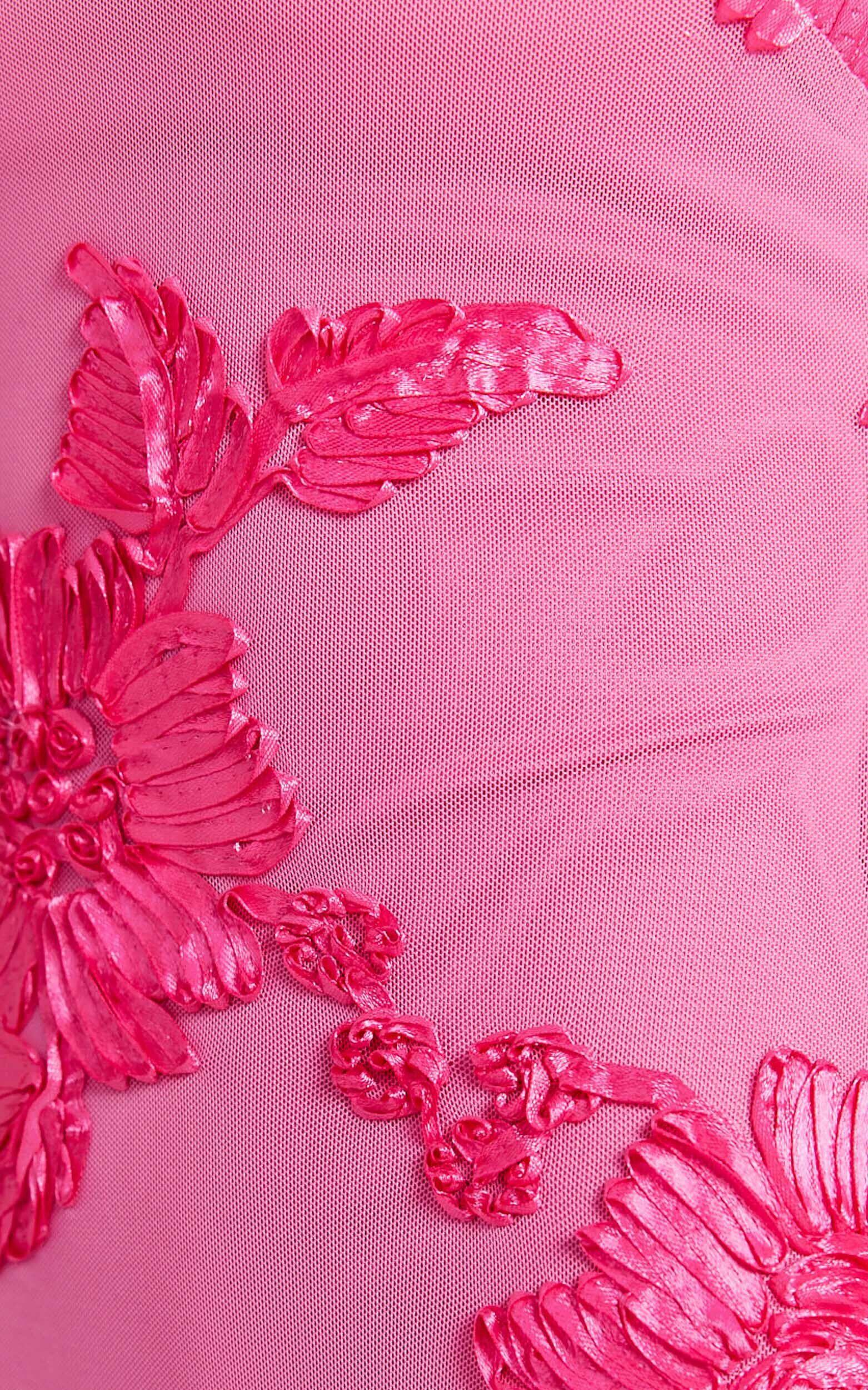 Mina Midi Dress - Embroidered Mesh Dress in Pink Product Image