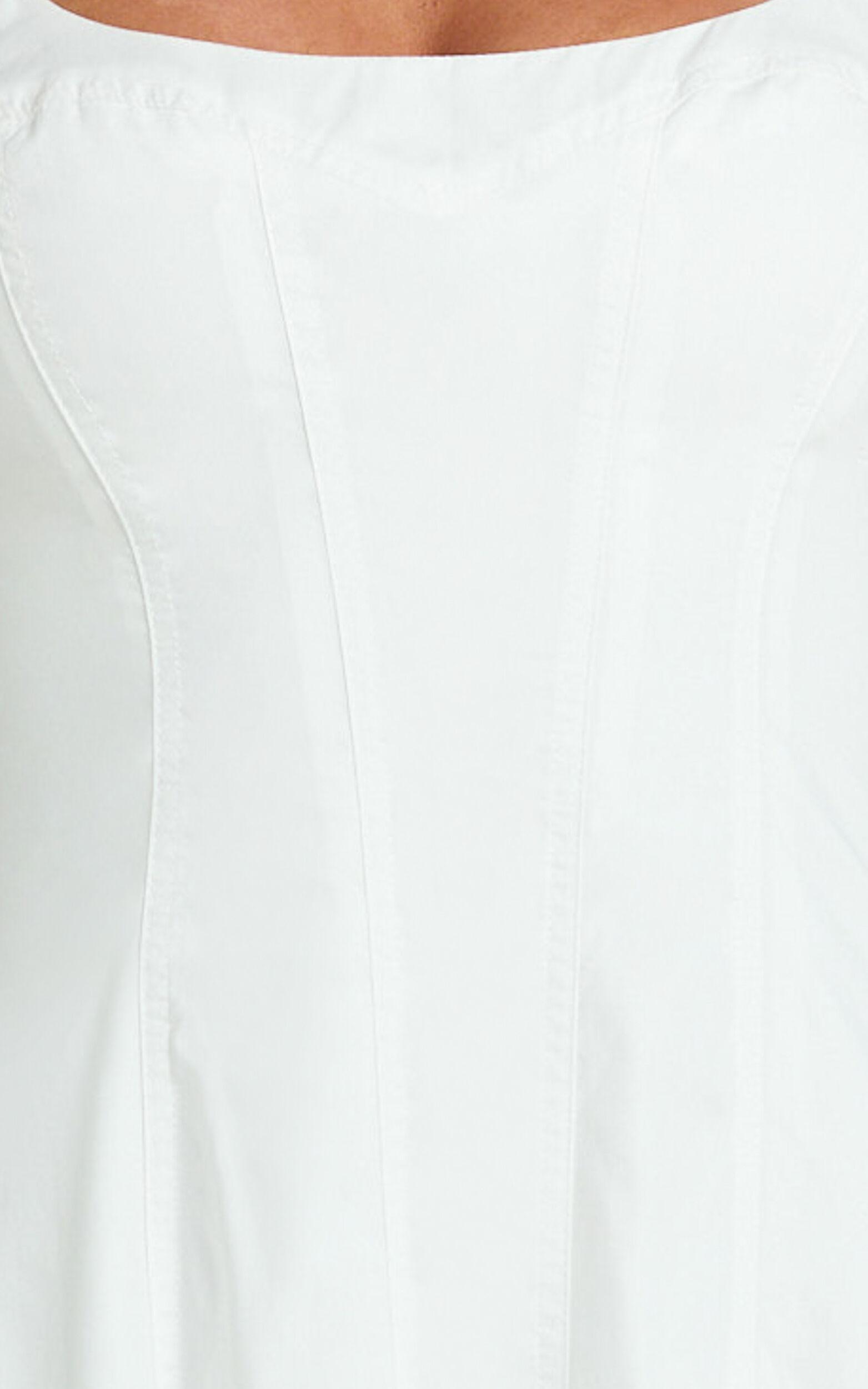 Kristi Midi Dress - Scoop Neck Fit And Flare Dress in Off White Product Image