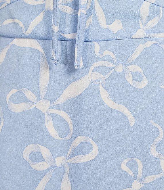 B. Darlin Bow Printed V-Neck Sleeveless Tie Shoulder Romper Product Image