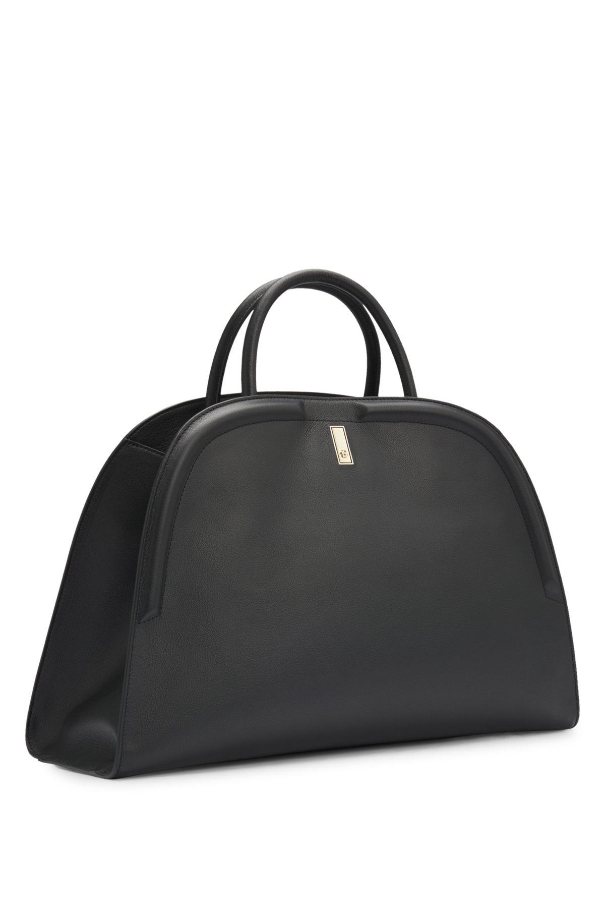 BOSS - Ariell tote bag in grained leather with detachable strap - Black Product Image