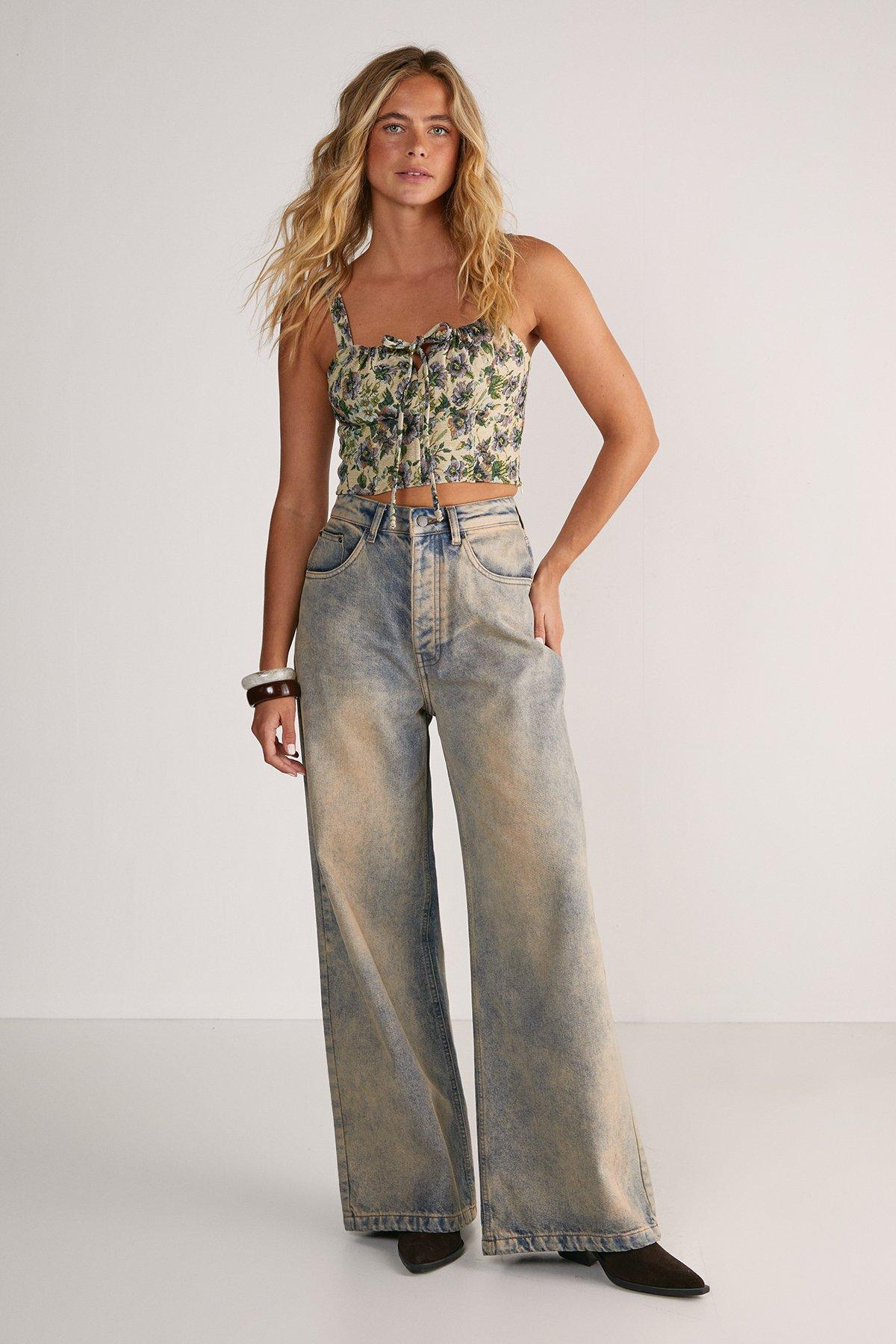 Floral Tapestry Ruched Tie Front Crop Top Product Image