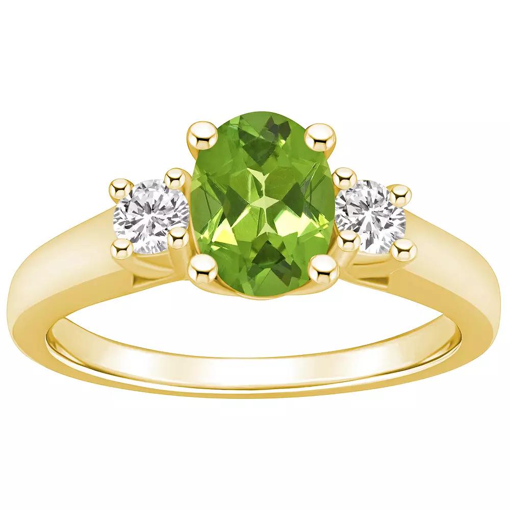 Alyson Layne 14k Gold Oval Cut Peridot & 1/4 Carat T.W. Diamond Ring, Women's, Size: 8, Green Product Image