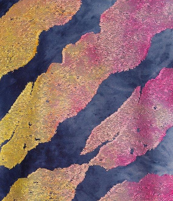 Calessa Plus Size Burnout Tie-Dye Crew Neck 3/4 Sleeve Tunic Product Image