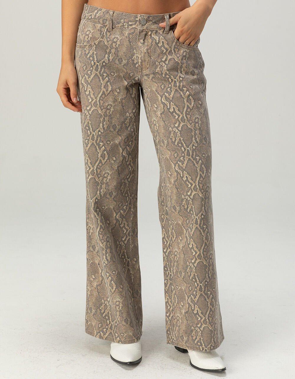 WEST OF MELROSE Snake Low Rise Womens Baggy Jeans - TAN Product Image